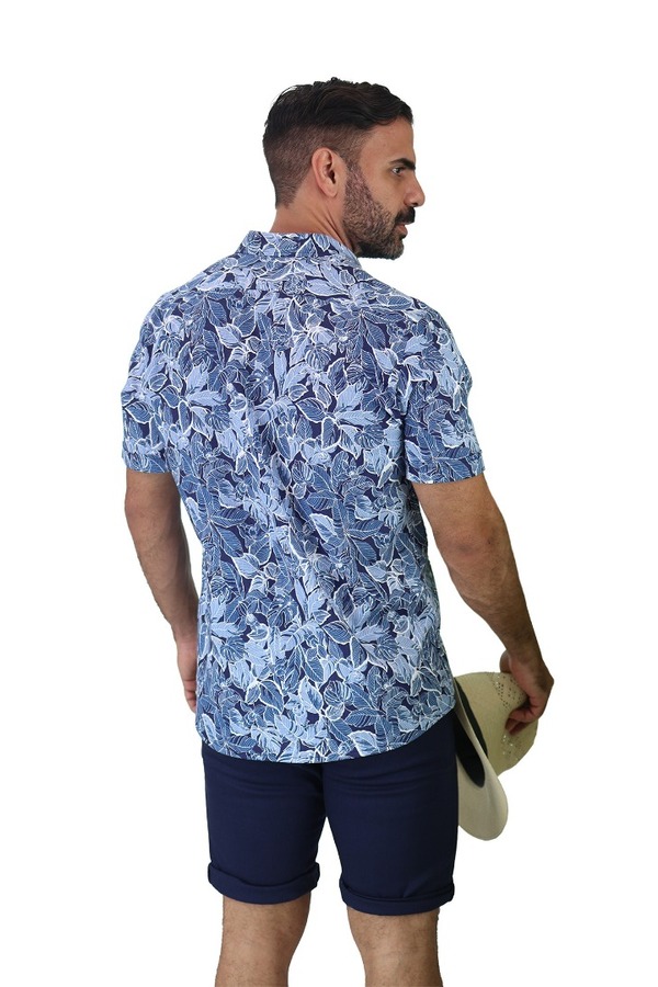 Camisa Hawaiana Manga Corta Slim Fit Para Hombre
